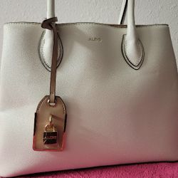 ALDO PURSE WHTE TAN HANDLES NEW 