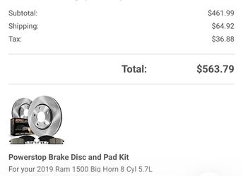 Ram 1500 big horn 2019- 2025 breaks and rotors