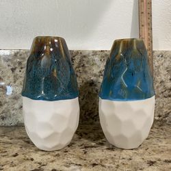 NEW Set Of 2 Ceramic Vases (3” Wide x 7” Tall) - $5 For Set Of 2