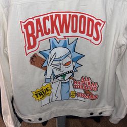 White FMG Denim Jacket Rick (BACKWOODS) Size Small