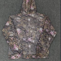 Spider Web Graphic Camo Hoodie Brown Pink Streetwear