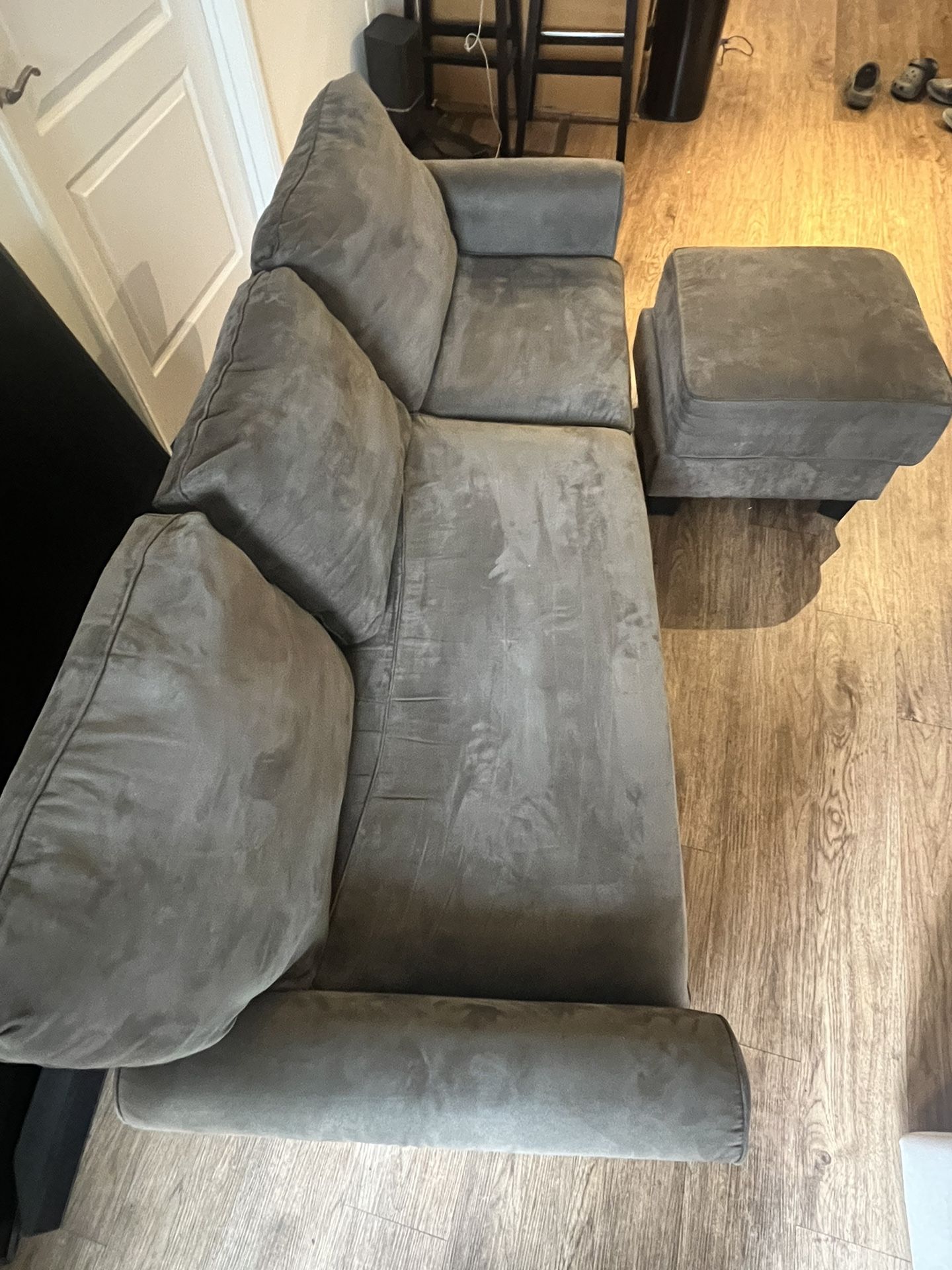 Grey Couch With Ottoman 