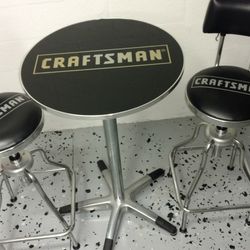 Craftsmen Vintage Table And 2 Adjustable Bar Stools