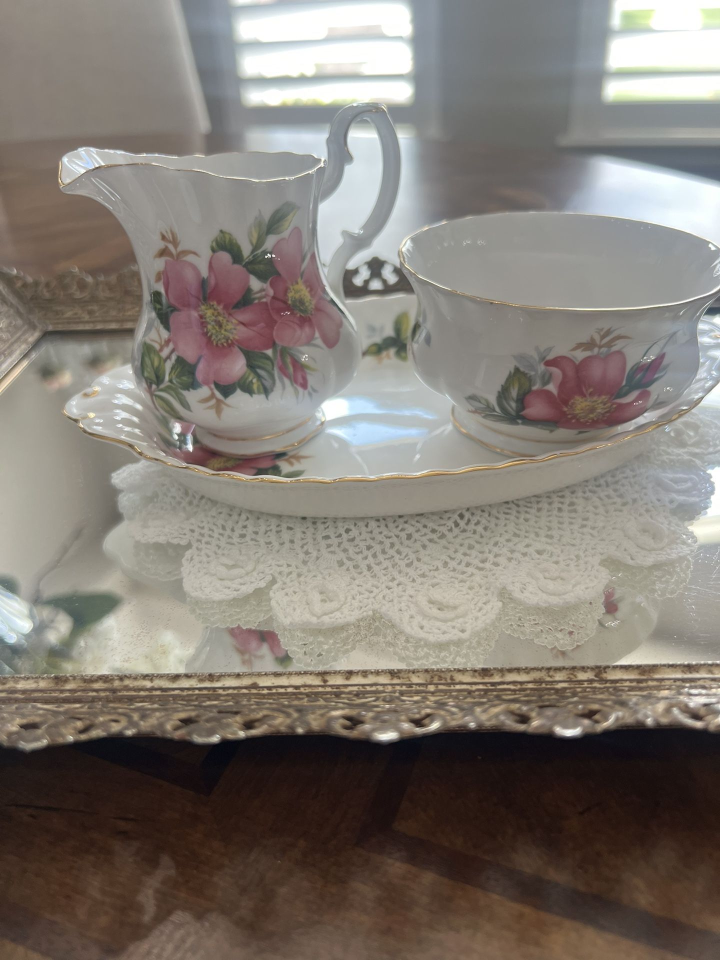 Vintage Bone China Cream & Sugar Set