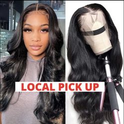 HUMAN HIAR WIG LACE FRONTAL BODY WAVE PRE PLUCKED WITH BABY HAIR CURLY AND STRAIGHT