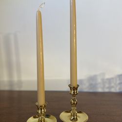 Pair of Solid Brass Taper Candle Holders – Baldwin (Made in USA)