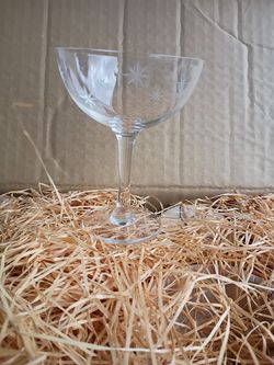8 mid century champagne coupe or sherbet crystal glasses