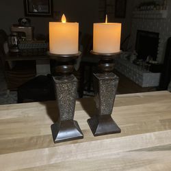 30 Near AV College Cash Set Of  2 Candle Holder With 2 Flamless Candles 