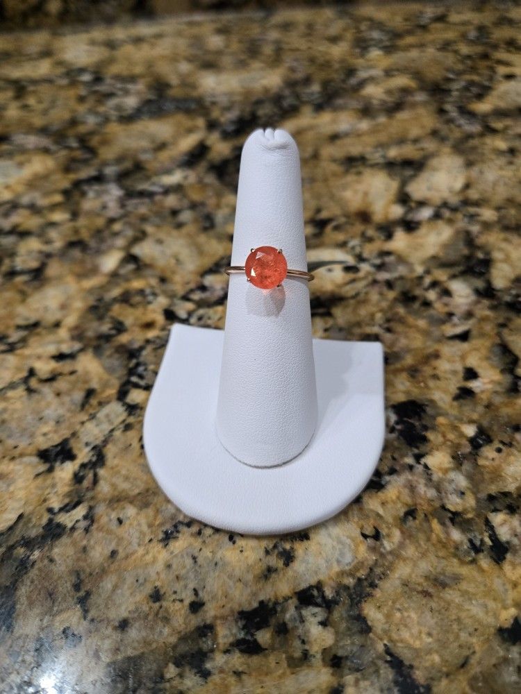 GENINE NATURAL 2.65 Cts PADPARADSCHA SAPPHIRE SOLITAIRE RING 10K ROSE GOLD - NWT
