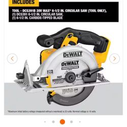 DEWALT 20V MAX Cordless 6.5 in. Sidewinder Style Circular Saw (Tool Only