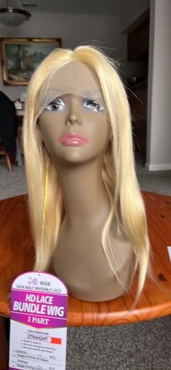 100%Human hair wig HD Lace Bundle Wig Straight Blonde Human Hair