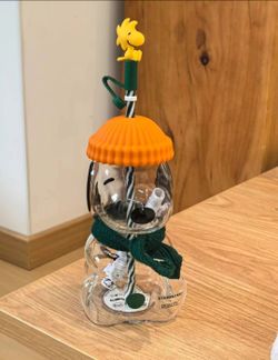 2026 Starbucks x Peanuts Snoopy Glass Cup Brand 20oz Glass Cup w/ Lid & Straw New 100% Authentic