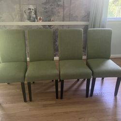 Set of 4 Modern Green Upholstered Dining Chairs – Excellent Condition
