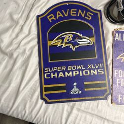 Three Raven signs and mini helmet