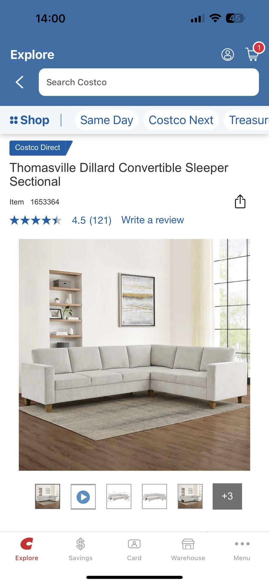 Thomasville Dillard Sleeper Sectional from Costco