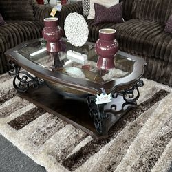 Dark wood coffee table