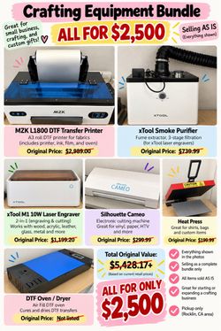 Print shirts, Engraving tumblers 🚨 CRAFTING BUSINESS EQUIPMENT FOR SALE – $2,500 FOR EVERYTHING! 🚨