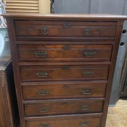 Antique Victorian Wood Dresser Chest Of Drawers 