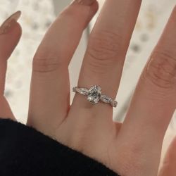 Moissanite 1.5 Carat White Gold Oval Infinty Wedding Engagement Sterling Silver Ring