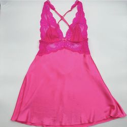 Victoria’s secret size large babydoll pink lingerie slip dress hot pink nwt