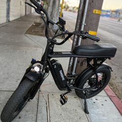 TAMOBYKE T63 Electric Moped Bicycle, 750W Peak Motor, 20Mph, 468Wh Range of 20 to 50 miles, removable battery, double long seat, UL 2849, 20-inch fat 