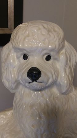 LARGE VINTAGE POODLE STATUE CERAMIC