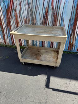 Heavy duty, commercial Two-Shelf Plastic Utility Cart on Wheels $100.00 or best offer.