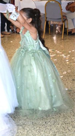 Vestidos de Nina flower sage green dress girls