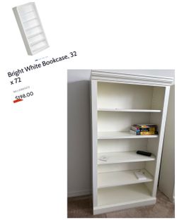 Bright White Bookcase 32x72