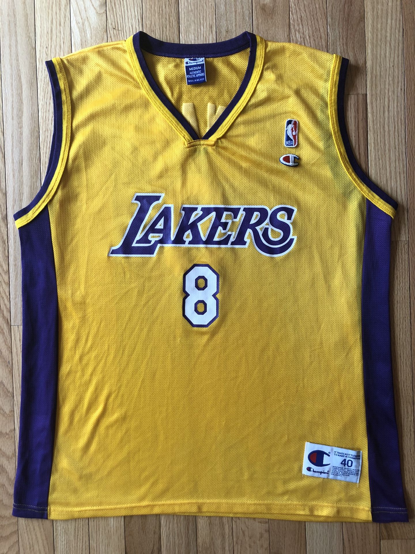 Used Authentic Kobe Bryant Champion Los Angeles Lakers Gold Jersey Size 40 Medium