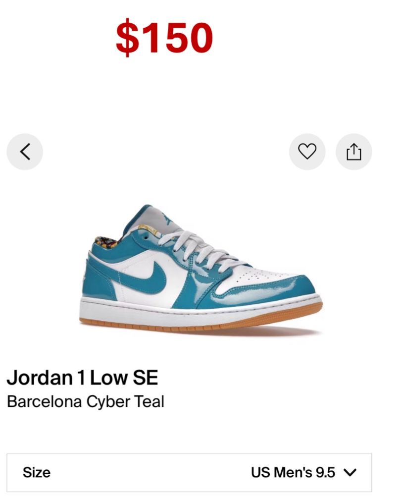 Jordan 1 Low SE Barcelona Cyber Teak (9.5)