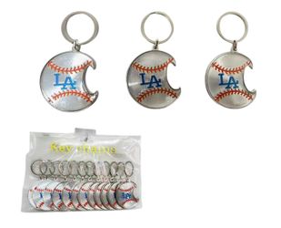 Set of 12  Los Angeles dodgers inspired baseball bottle opener keychains gift id