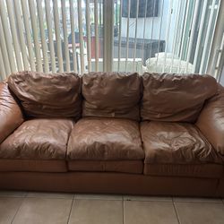 Brown Leather Sofa Set – Great Deal!
