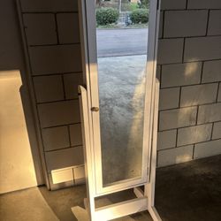 Jewelry Mirror White  Cabinet 