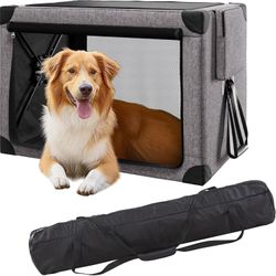 Travel Dog Crate 37in Collapsible Portable Foldable Detachable Storage Bag Removable Pad Mesh Sides