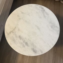 Round White Marble Side Table with Gold Metal Legs