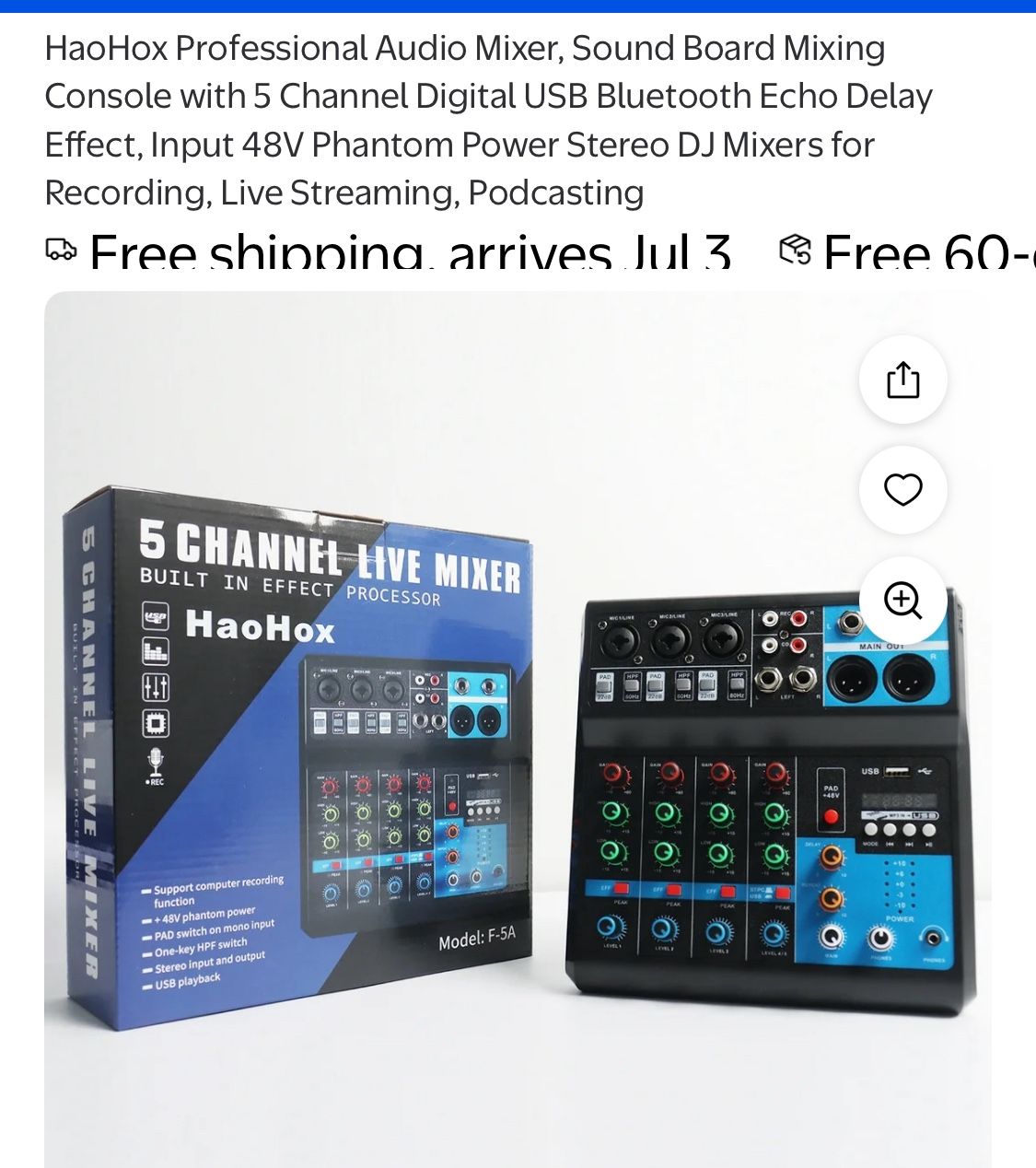 Alpowl New Professional, Mini Audio Mixer (5 Channel)