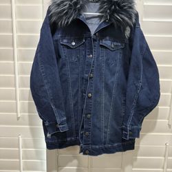 Jean oversized jacket size large as New $10