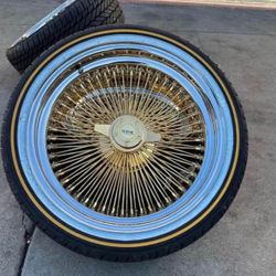 20” gold wire wheels with 245/40R20 vogue tires available with installation mounting and balance