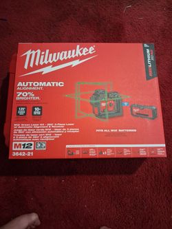 M12 12-Volt Lithium-ion Cordless 125 ft. Green 360° 3-Plane Laser Level with Automatic Alignment & Receiver