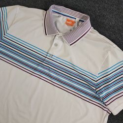 Puma Golf Shirt STRIPE  White MUTI COLOR POLO SHIRT  Size XL