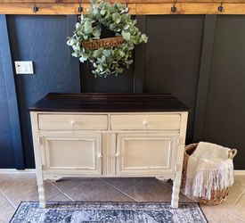 ❤️ farmhouse Buffet cabinet server white espresso dresser entryway accent table console entrance hall vintage tv stand