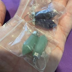 Green Aventurine Or Amethyst Sterling Silver Earrings