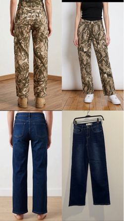 2-Piece Y2K Streetwear Bundle - Low Rise Camo Cargo & Straight Jeans