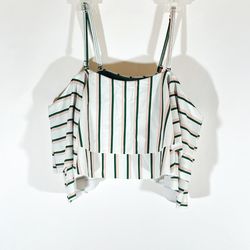 Bikini Bandeau Cream & Peach/Green Stripe