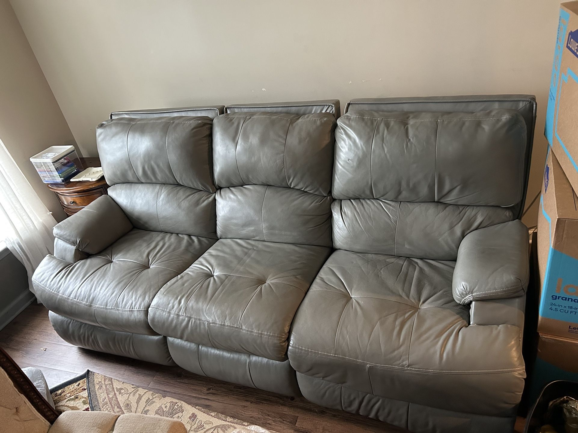 Leather Reclining Sofa Set