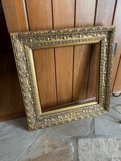 Ornate Gold Carved Wood Art Frame 23" x 24"