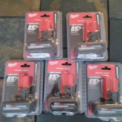 5 NEW MILWAUKEE M12 5.0 XC BATTERIES 