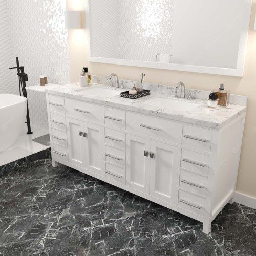 Virtu USA Caroline Parkway 72 inch Bathroom Vanity Set, White big clearance sale
