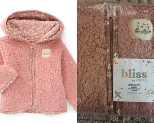 New Bliss by Garanimals Baby Boys or Girls Zip-Up Fleece Hoodie - Girl (0-3 Months)